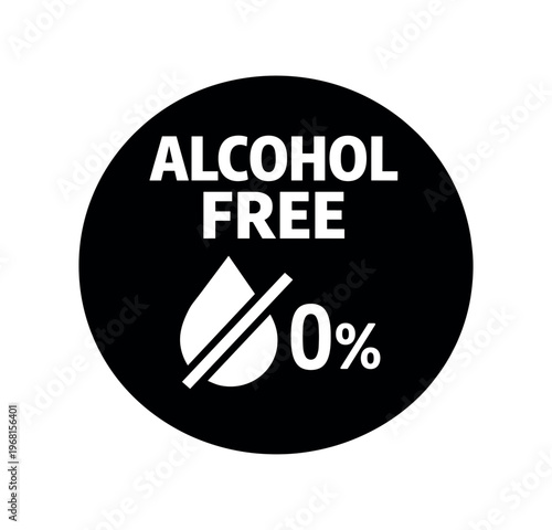 Alcohol free icon. alcohol free, 0% no alcohol, non alcoholic beverage, safe for drivers, alcohol-free label, droplet with slash, prohibition mark. flat vector illustration isolated 