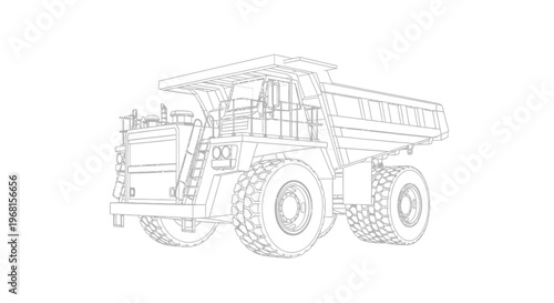 Large Mining Dump Truck Outline Drawing.