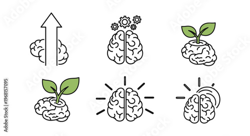 Brain Growth Line art vector abstract color shapes illustration
