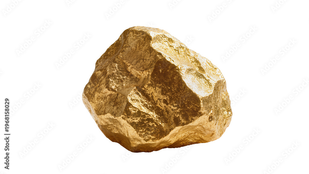 Obraz premium Rough golden nugget with textured surface, isolated on transparent background