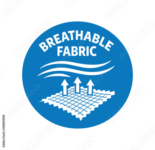 Breathable fabric icon. airflow, ventilation, moisture wicking, breathable textile, mesh, comfort, athletic wear. flat vector illustration isolated on white background.