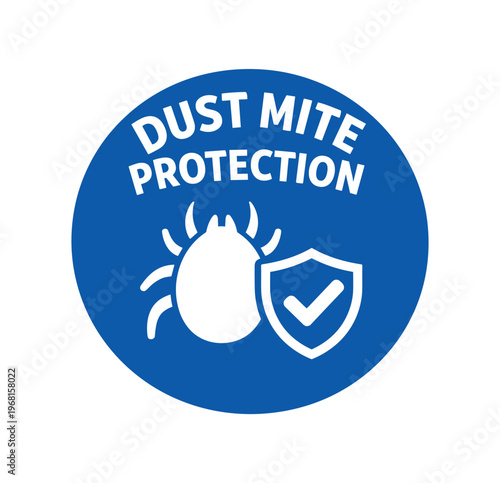 Dust mite protection icon. allergen shield, anti-mite, hypoallergenic, allergy barrier, bedding safety, cleanliness. flat vector illustration isolated on white background.