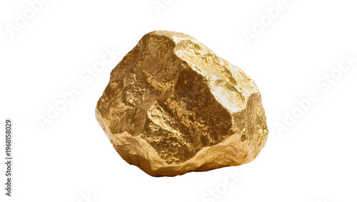 Foto Rough golden nugget with textured surface, isolated on transparent background