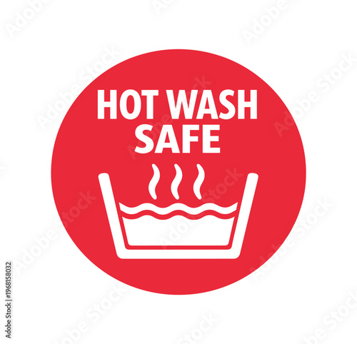 Hot wash safe icon. high temperature wash, laundry care, durable fabric, machine washable, thermal cleaning. flat vector illustration isolated on white background.