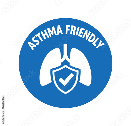 Asthma friendly icon. lungs, respiratory health, hypoallergenic, breathing protection, medical safety, air quality. flat vector illustration isolated on white background.