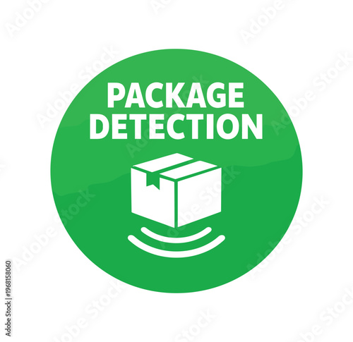 Package detection icon. package, box, parcel, delivery, sensor, motion, alert. logistics and security, monitoring, theft prevention, doorstep detection. flat vector illustration isolated 