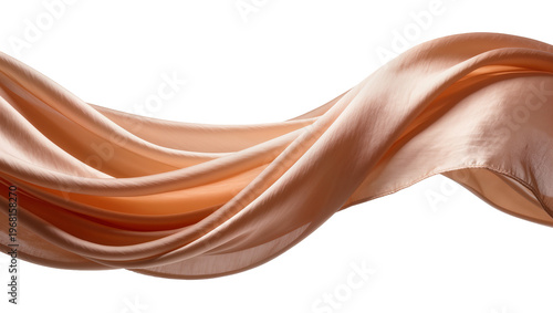Canvastavla Flowing peach satin fabric with soft folds, isolated on transparent background