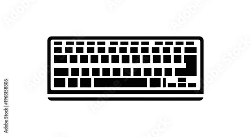 A black and white vector illustration of a computer keyboard