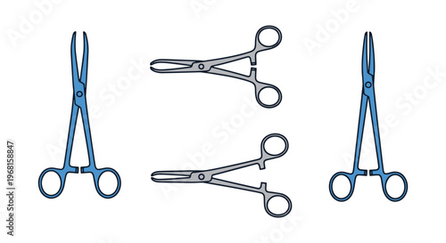 Forceps Line art vector set abstract simple shapes illustration