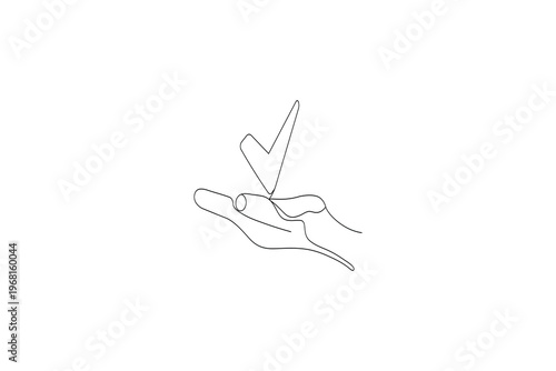 Check mark Hand drawing check mark continuous line art simple outline vector design

