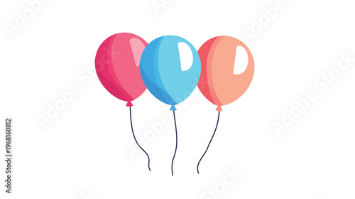 Colorful balloons floating in the air for festive celebrations isolated on transparent background