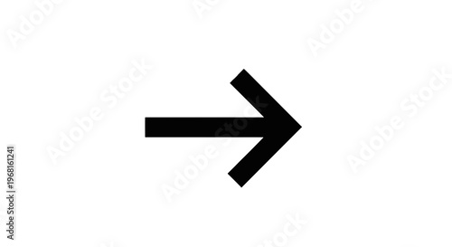 A simple, bold black arrow points to the right against a stark white backdrop