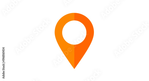 An orange location marker icon with a hollow circular top, indicating a specific place