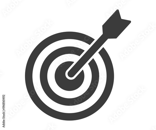 Target with arrow hitting the bullseye a minimalist flat vector icon 