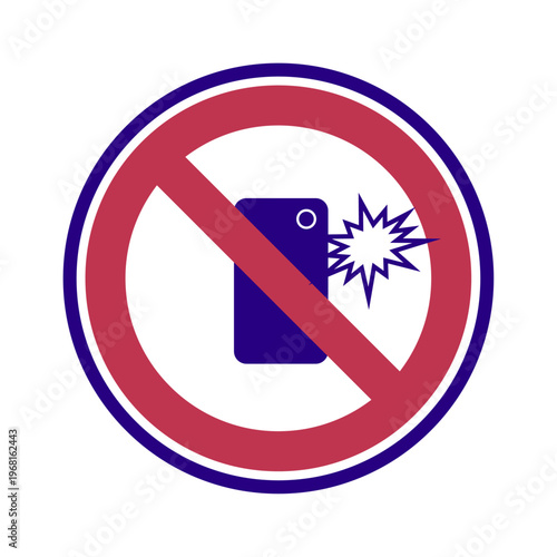 撮影禁止を示すシンプルな禁止サインアイコン