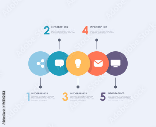 Origami Paper Infographic Template for Business. 5 presentation options featuring icons and numbers.