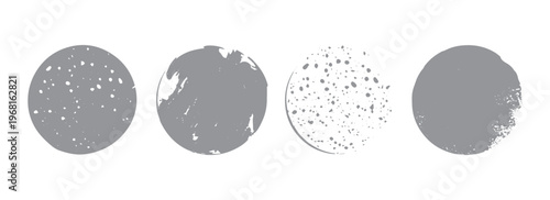 Set of three abstract grunge texture circles in grey tones featuring a distressed artistic look ideal for graphic design  Vector Illustration