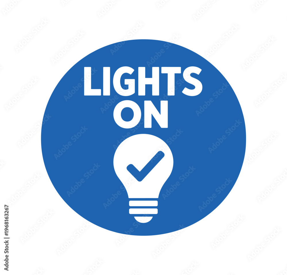Fototapeta premium Lights on icon. light bulb, illumination, electricity, power, energy saving, switch, safety reminder sign. flat vector illustration isolated on white background.