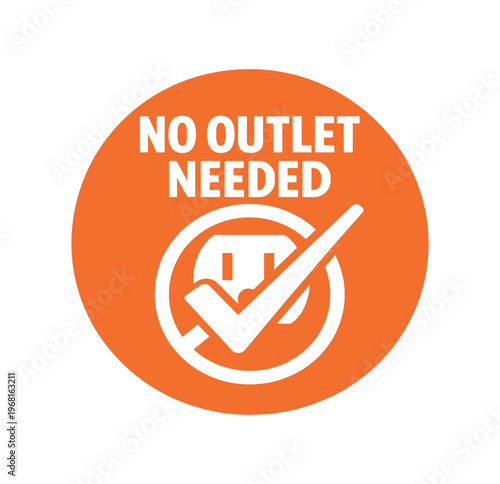 No outlet needed icon. cordless, plug free, battery powered, portable, rechargeable, inverter, wireless power, convenience, installation free, outdoor use. flat vector illustration isolated 