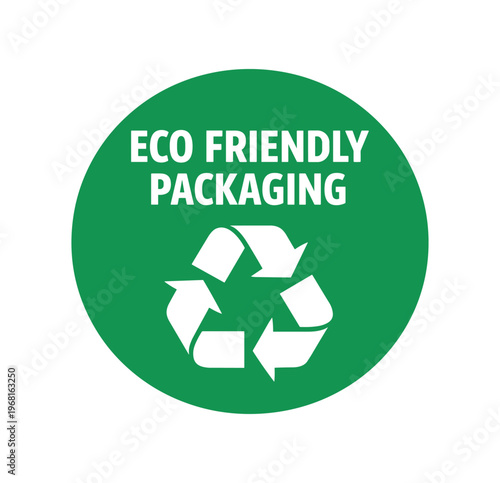 Eco friendly packaging icon. recycling, recycle symbol, sustainable packaging, green label, recyclable materials, environmental design. flat vector illustration isolated on white background.