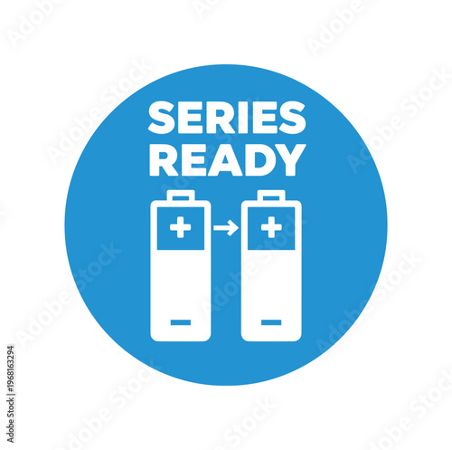Free Download Series ready icon. battery series, series connection, battery pairing, chain connection, voltage increase, modular batteries, expandable power. flat vector illustration isolated on white background. - GFXLoad