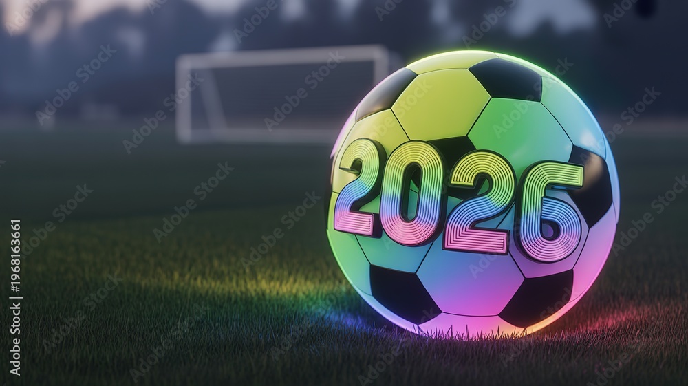 Naklejka premium Vibrant dynamic Football World Cup themed graphic with bold red blue accents ideal for social media banners promotional posters and fan engagement campaigns