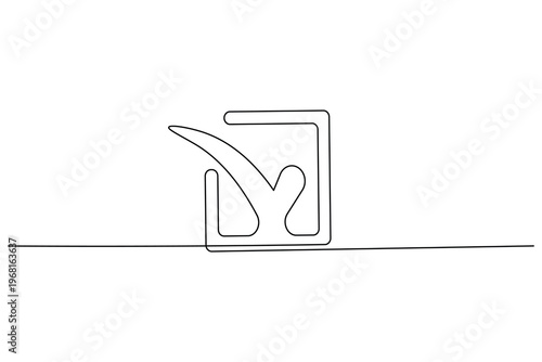 Check mark Cloud computing symbol with checkmark in continuous one line art style
