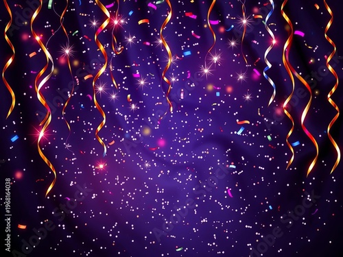 Sparkling lights and confetti cascade over a rich, velvet texture for a celebratory feel,  rich,  New Year