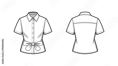 Two button-down shirts with different collar and sleeve styles displayed side by side Vector