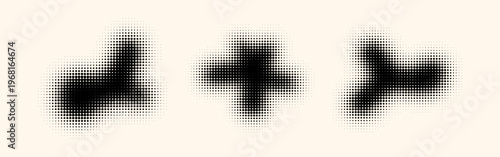 Set of abstract black halftone organic blobs
