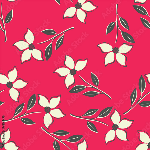 Cute seamless pattern with decorative flowers and leaves can be used for wallpapers, surface textures, textile,linen, kids cloth, pattern fills, page backgrounds and more designs