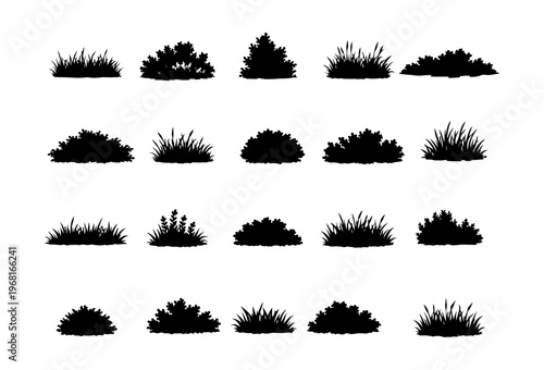Grass Bush Shrub Silhouette Set Nature Collection