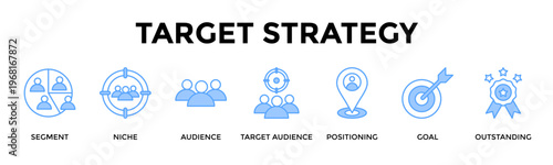 Target Strategy Banner Web Icon Set Collection Pack Vector Illustration Concept For Align Niche Targeting With Clear Positioning For Stronger Conversions