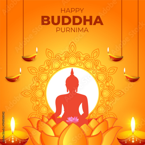 Vector illustration of Happy Buddha Purnima social media template