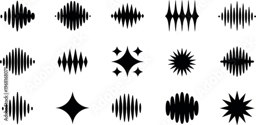 Abstract geometric sound wave and starburst icon collection isolated designs