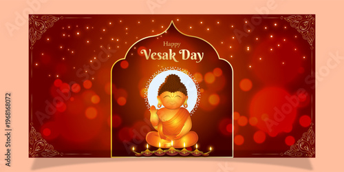 Vector illustration of Happy Buddha Purnima social media template