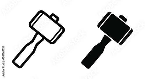 Mallet hammer icon, construction tool symbol, vector illustration of a sledgehammer, simple flat design for web and apps