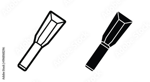 Wood chisel icon, carpentry tool symbol in outline and solid style, vector illustration