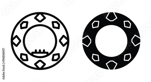 Poker chip icon set casino gambling token, flat vector illustration