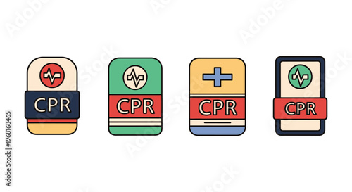 CPR Board Line art vector set minimal abstract colorful shapes