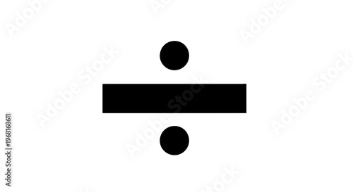 A black mathematical division symbol, two dots flanking a horizontal line on white