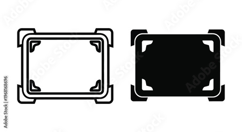 Set of photo corners icons, vector illustration of picture frame mounting corners, simple flat design for scrapbooking
