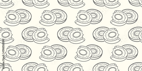 seamless pattern of donut  background vector illustration. whole and bitten donut vector illustration