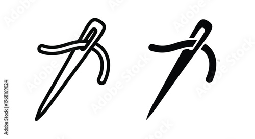 Set of sewing needles with thread, vector illustration