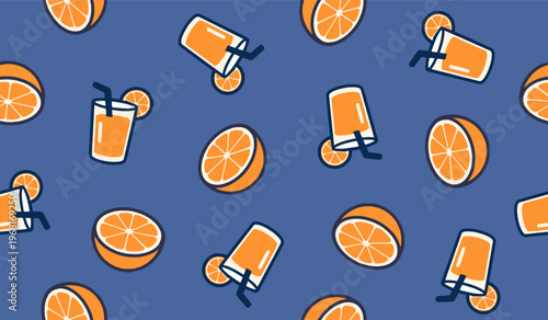 Cute orange fruits pattern background vector design