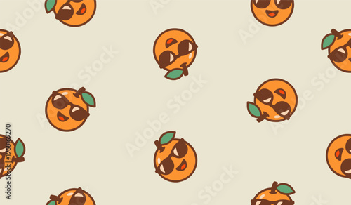 Cute orange fruits pattern background vector design