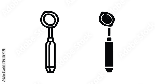Dental mirror icon set vector illustration of dentist tools outline and solid black dental mirror icons