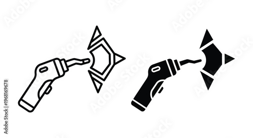 Dental curing light icon, dental equipment for composite resin hardening, vector illustration