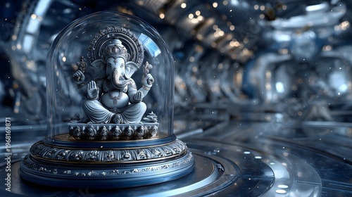 Wallpaper Mural Ganesha idol in glass dome lunar setting Torontodigital.ca