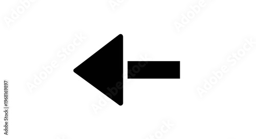 A solid black arrow pointing left with a horizontal rectangle, all on a white background